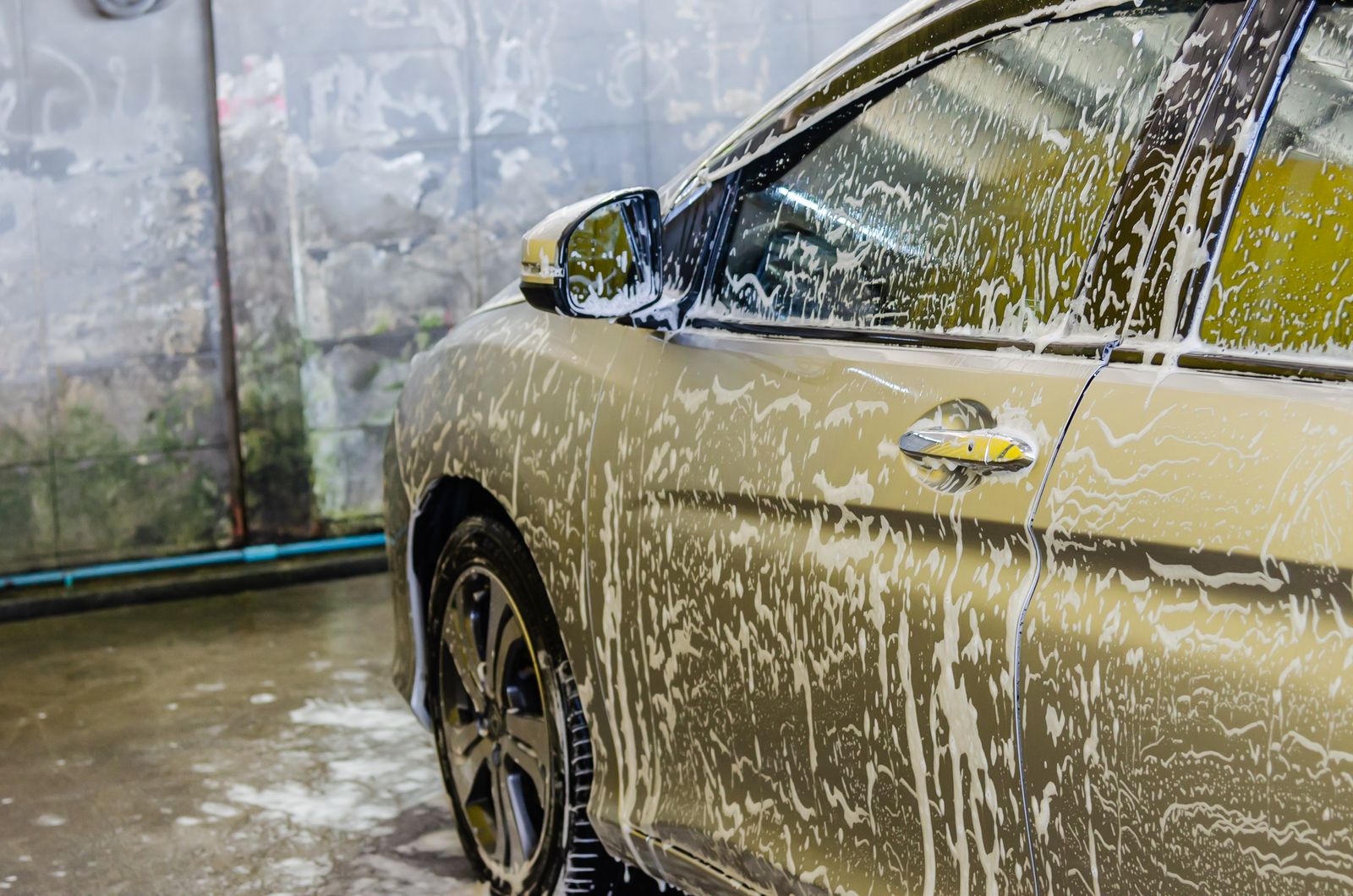 Foam on a vehicle during an exterior wash